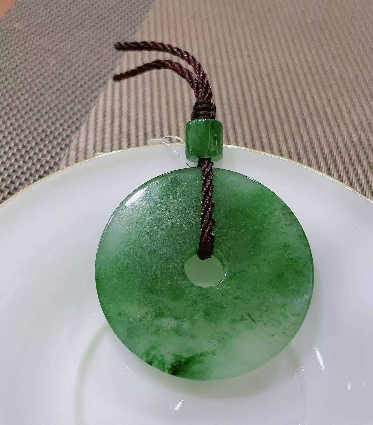 Natural Green Jade Pendant (Peace Donut Collector's Scale Size )