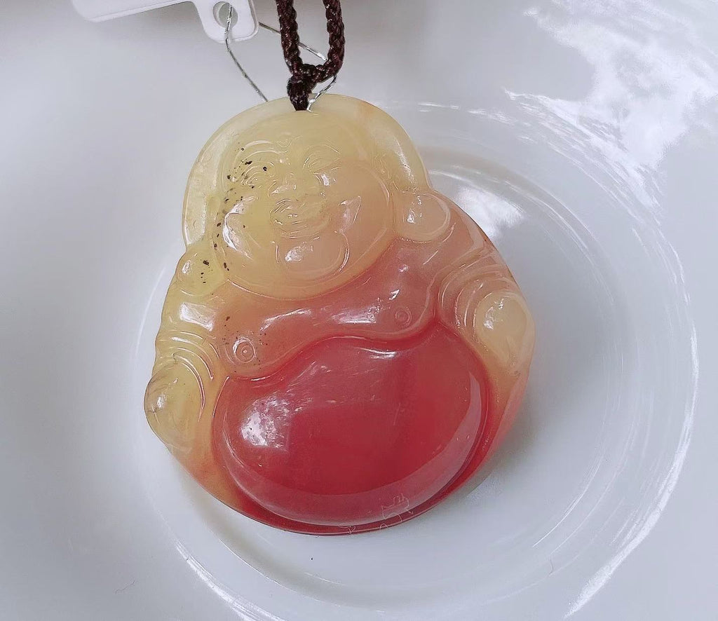 Natural Red Jade Maitreya Pendant