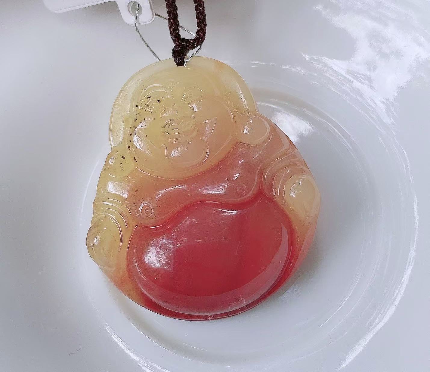 Natural Red Jade Maitreya Pendant