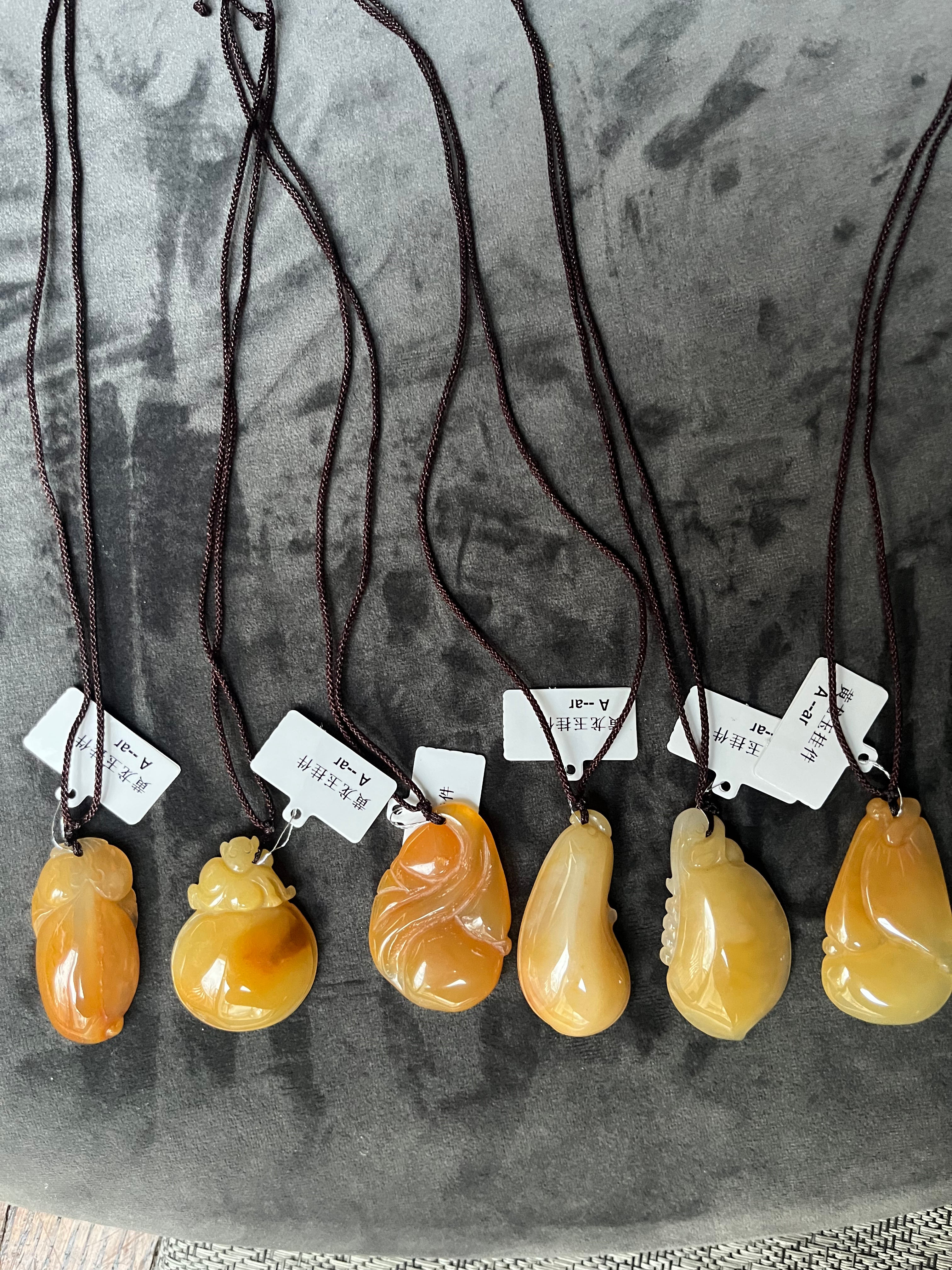 Traditional Eastern Yellow Jade Pendants