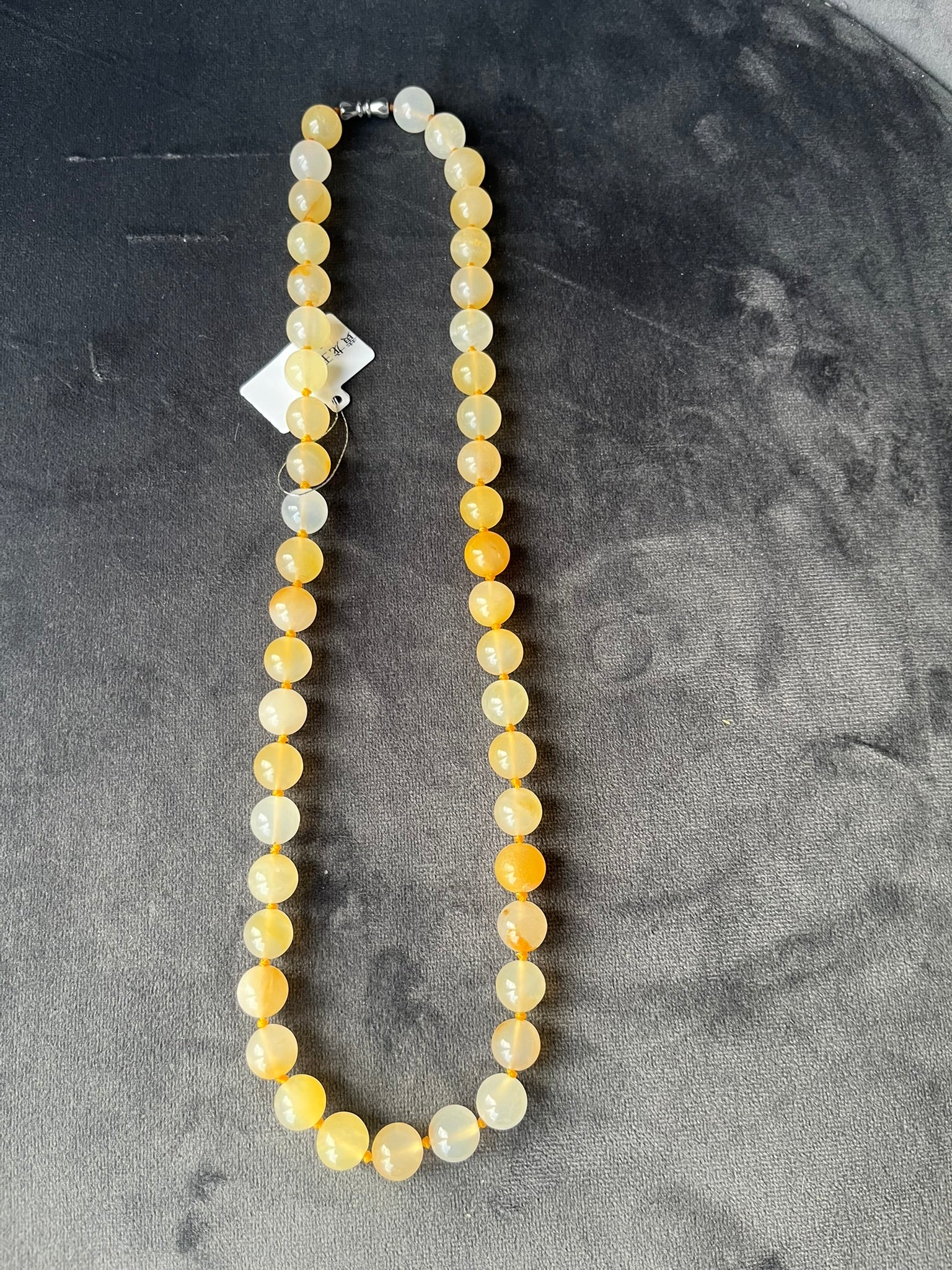 Golden yellow and icy translucent jade necklace