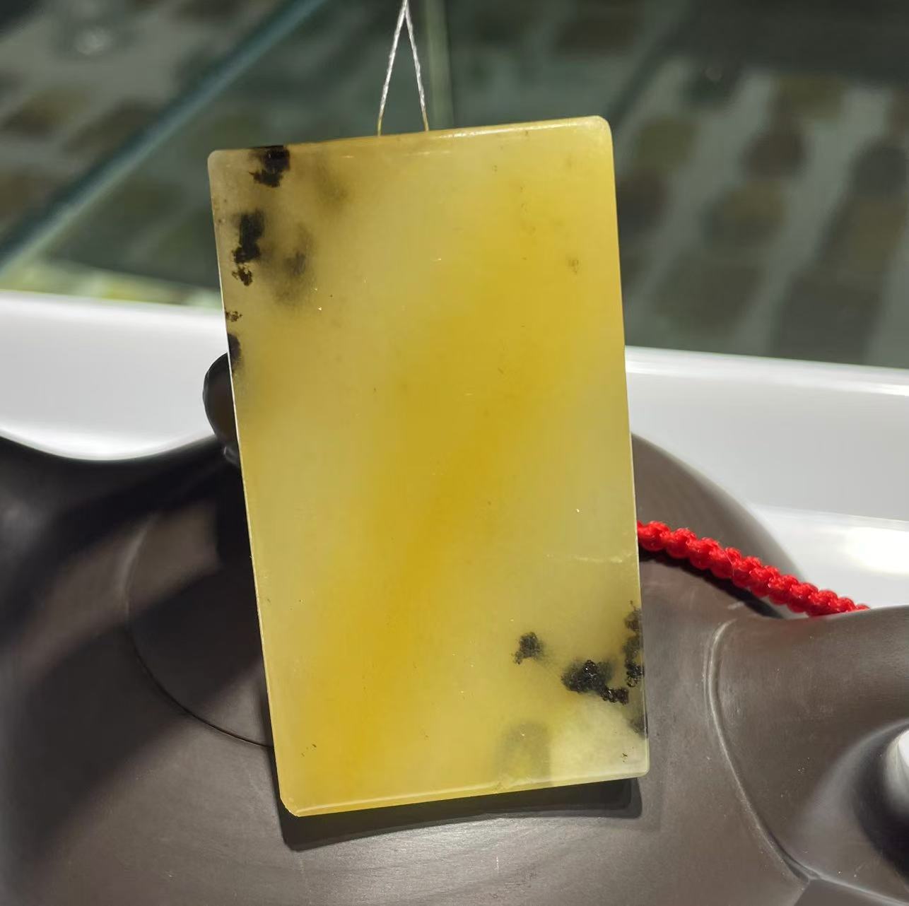 Yellow jade pendant (Ancient seabed gross,Large Size for Collector's )