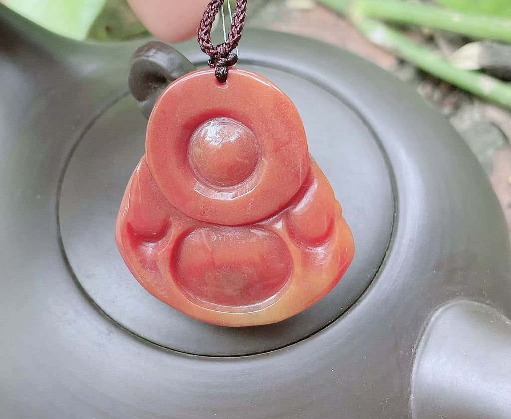 Natural Red Jade Maitreya Pendant