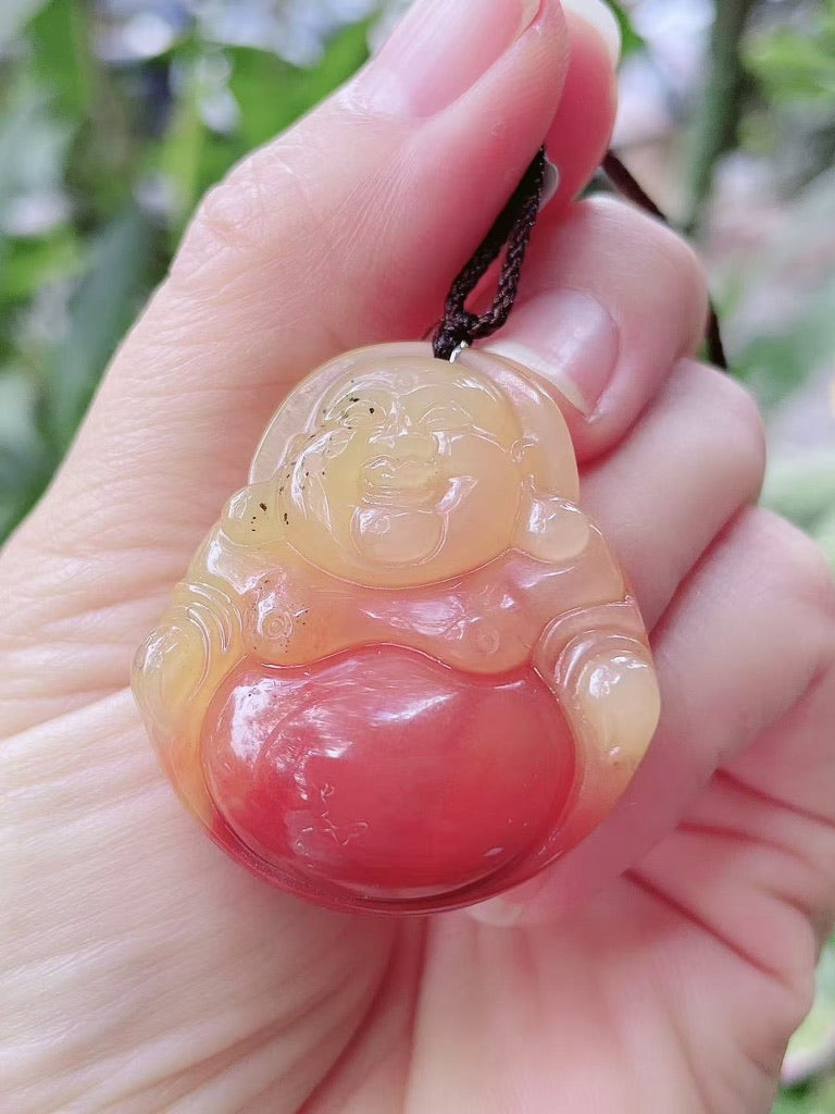 Natural Red Jade Maitreya Pendant
