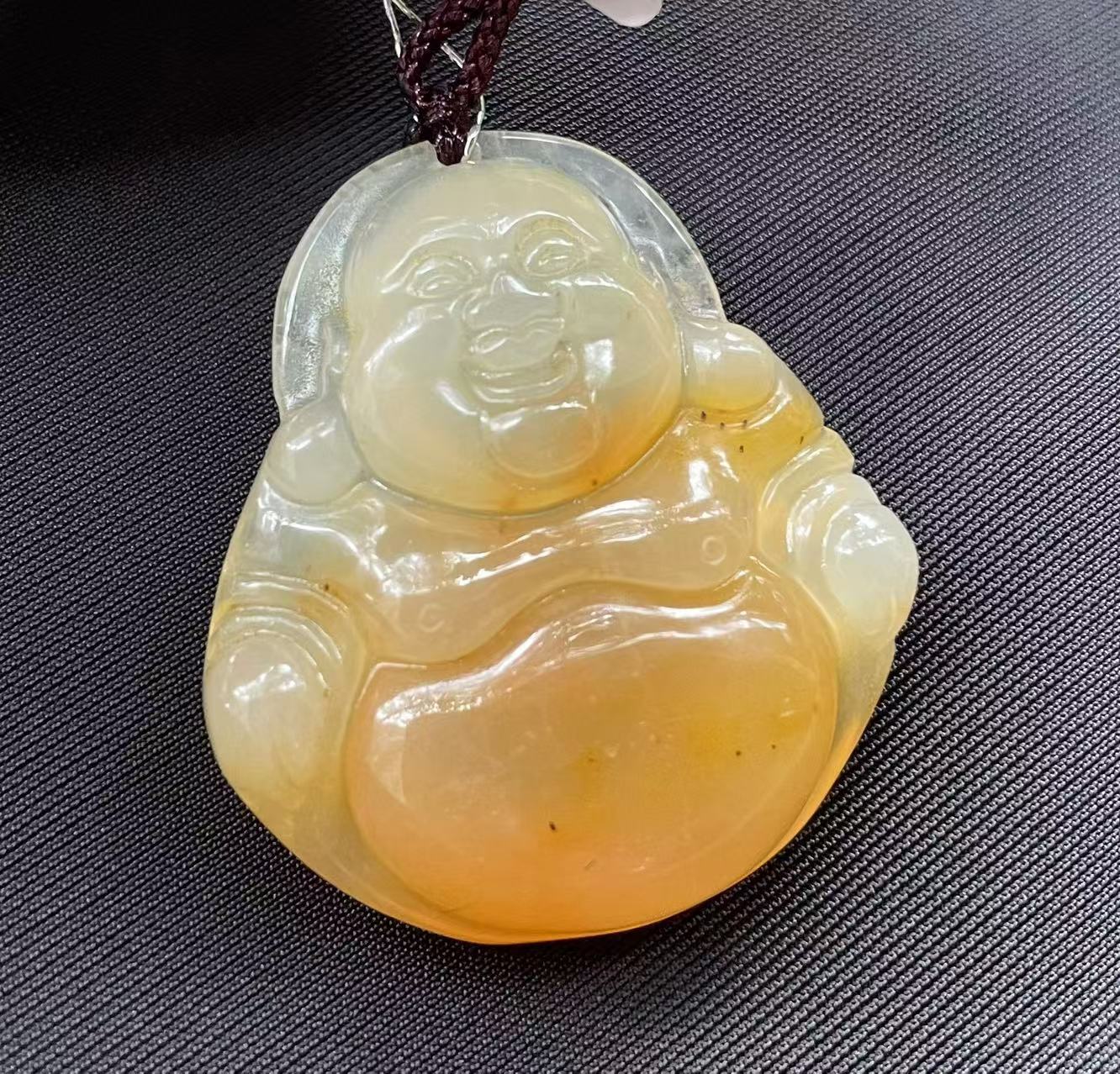 Natural Yellow Jade Maitreya Pendant