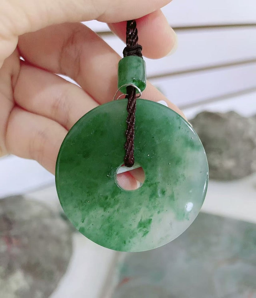 Natural Green Jade Pendant (Peace Donut Collector's Scale Size )