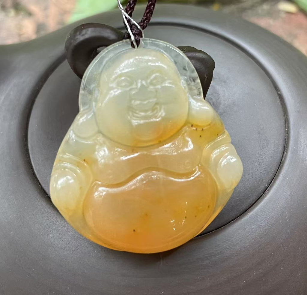 Natural Yellow Jade Maitreya Pendant