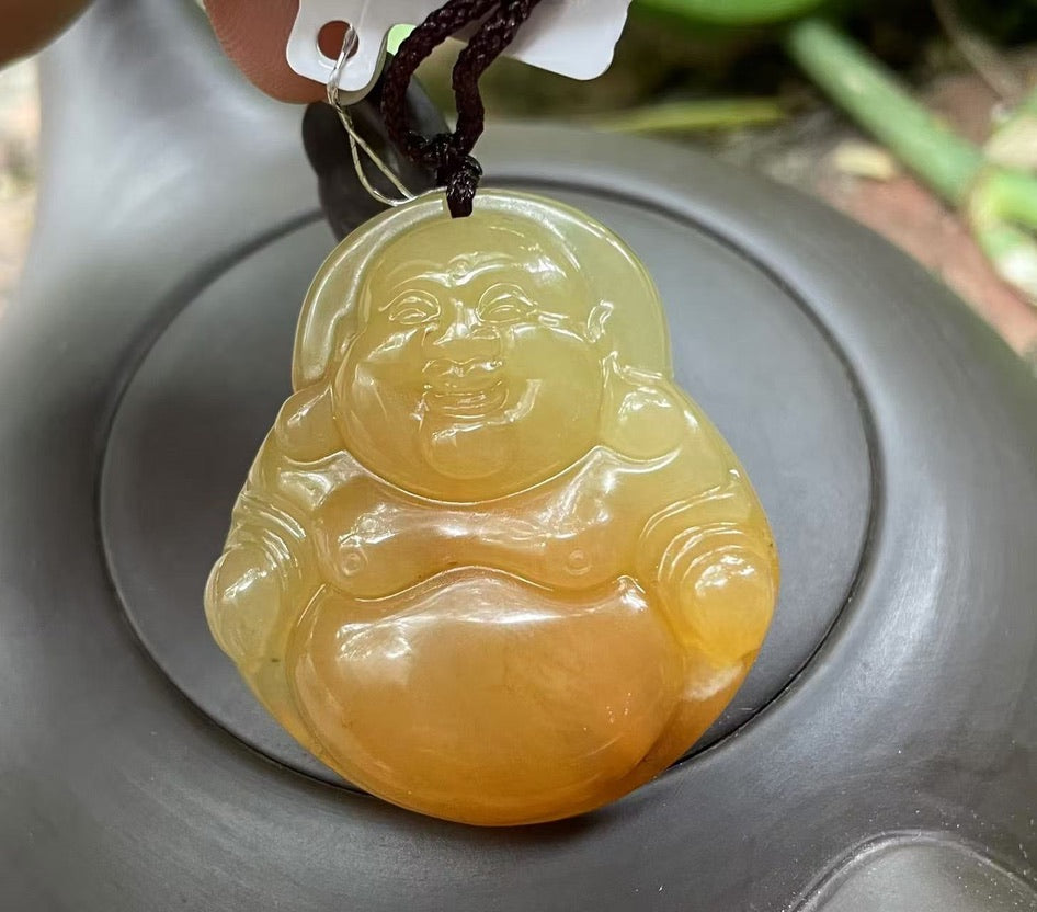 Natural Yellow Jade Maitreya Pendant