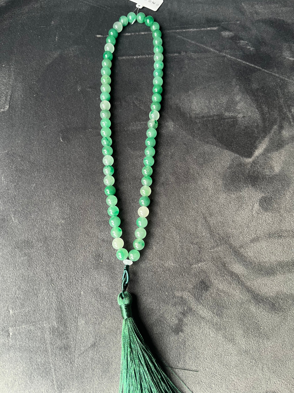 Spring Breath - 54-Bead Green & White jade Necklace (8 mm)