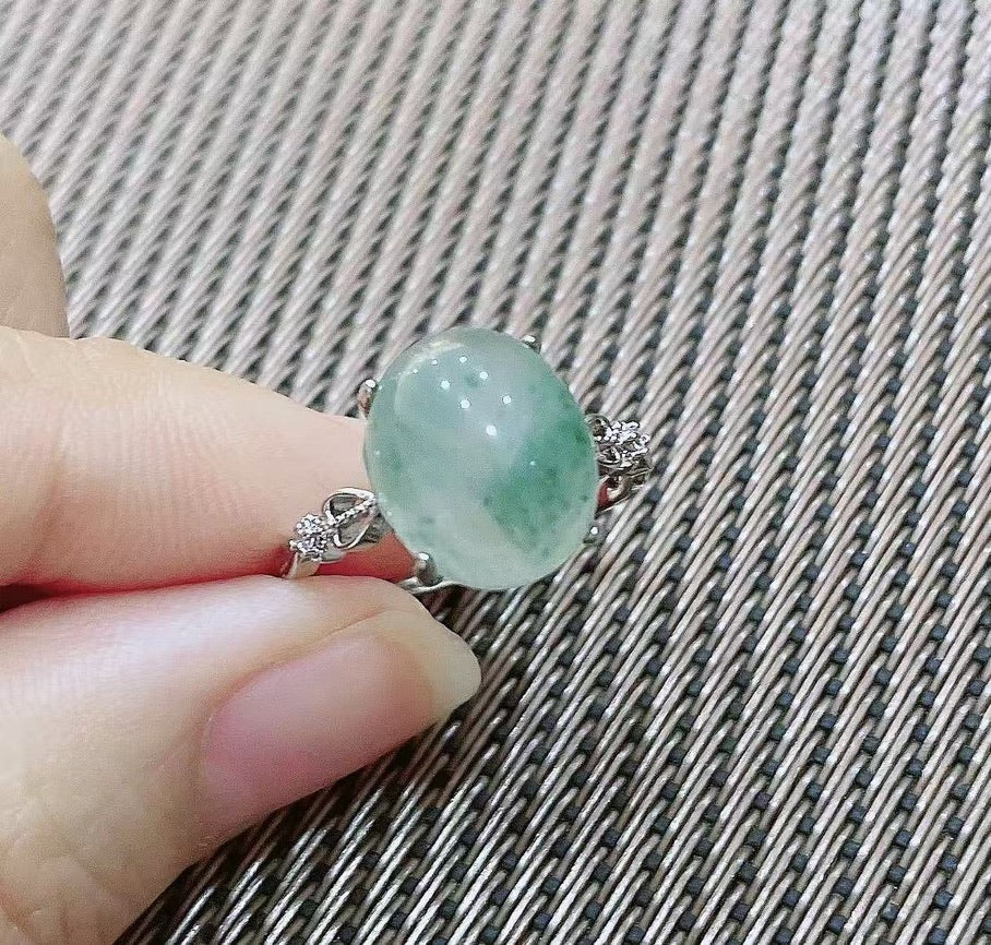 Nature green jade ring (Silver925,10*12)