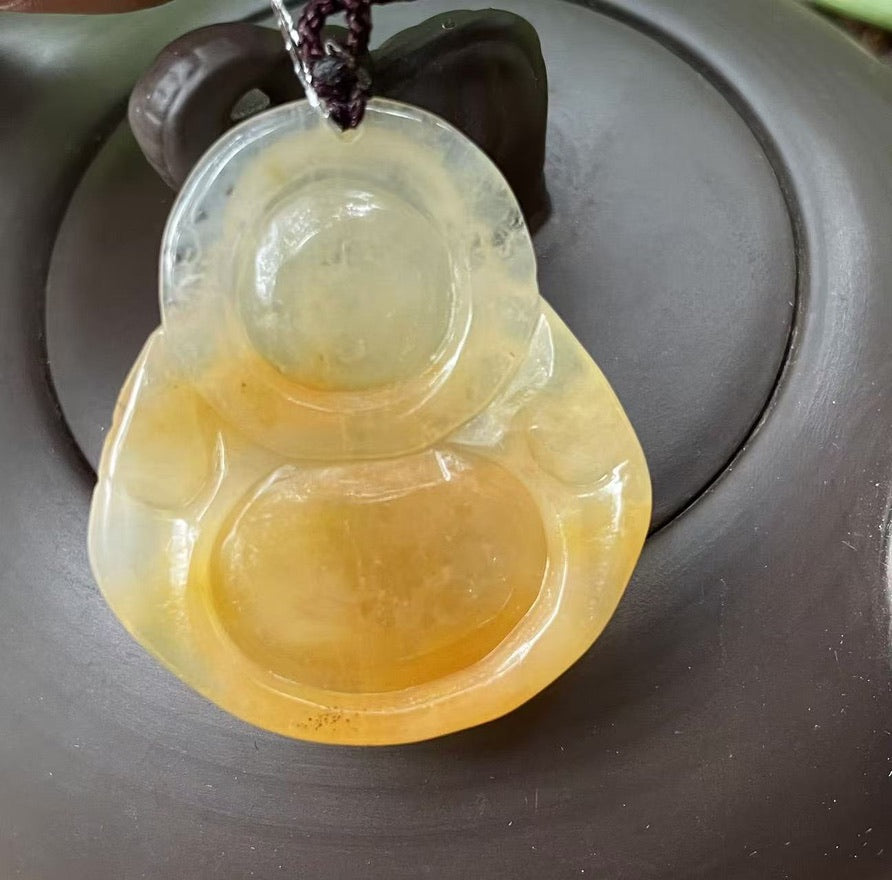 Natural Yellow Jade Maitreya Pendant