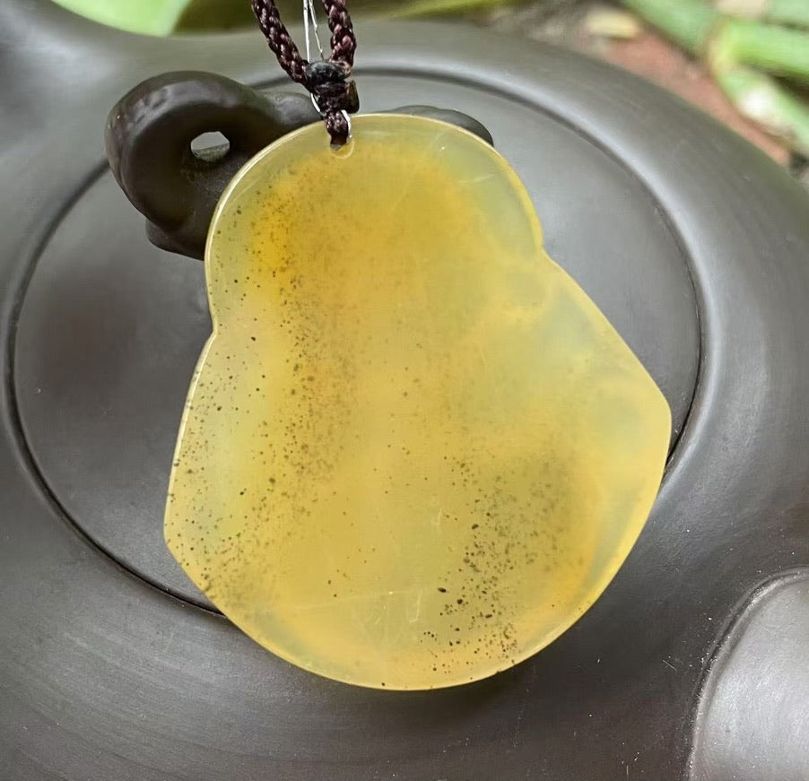 Natural Yellow Jade Maitreya Pendant