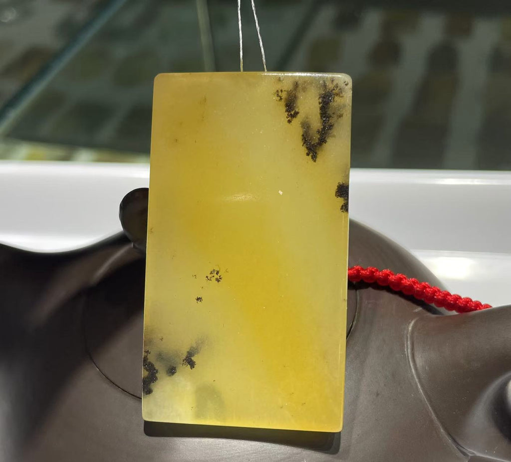 Yellow jade pendant (Ancient seabed gross,Large Size for Collector's )