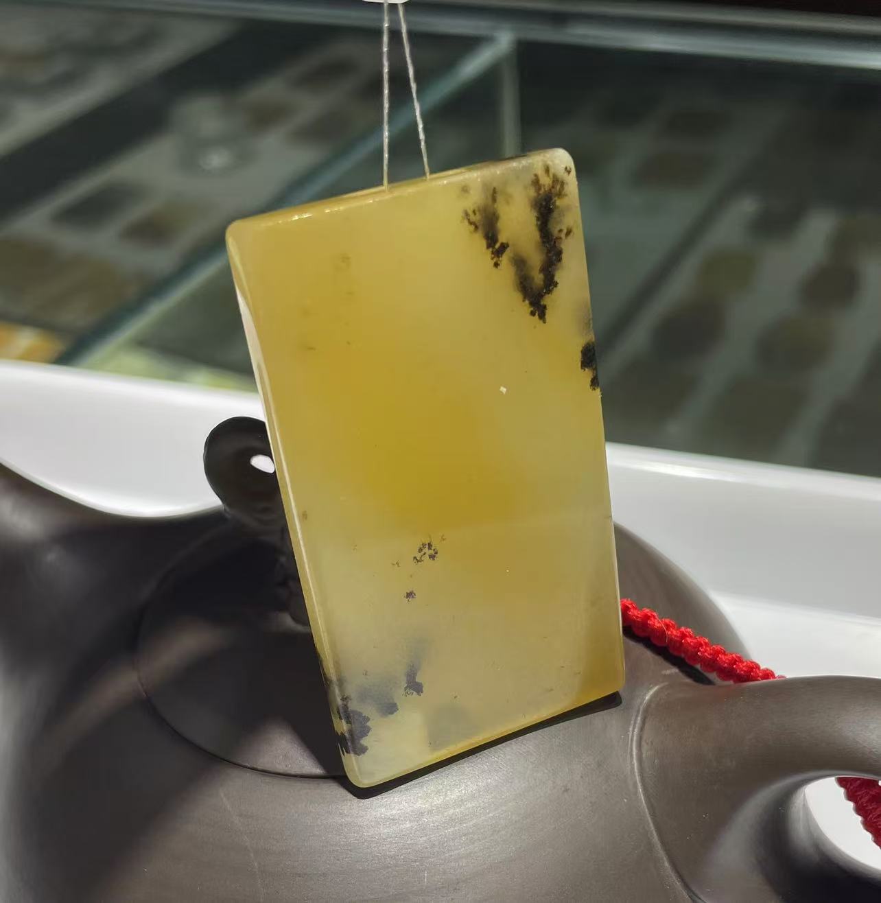 Yellow jade pendant (Ancient seabed gross,Large Size for Collector's )